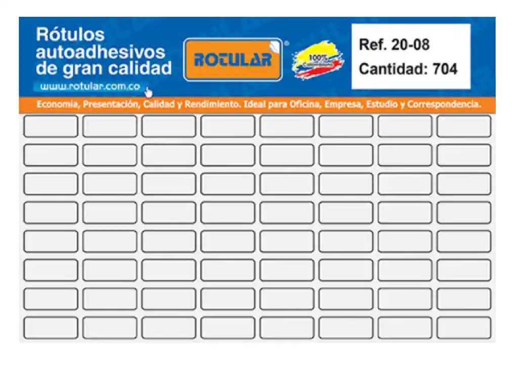 Rotulo Adhesivo 20-08 Rectangular Blanco