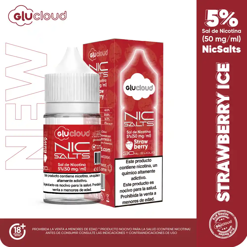 Sal De Nic Glucloud Strawberry Ice 30 Ml 5%