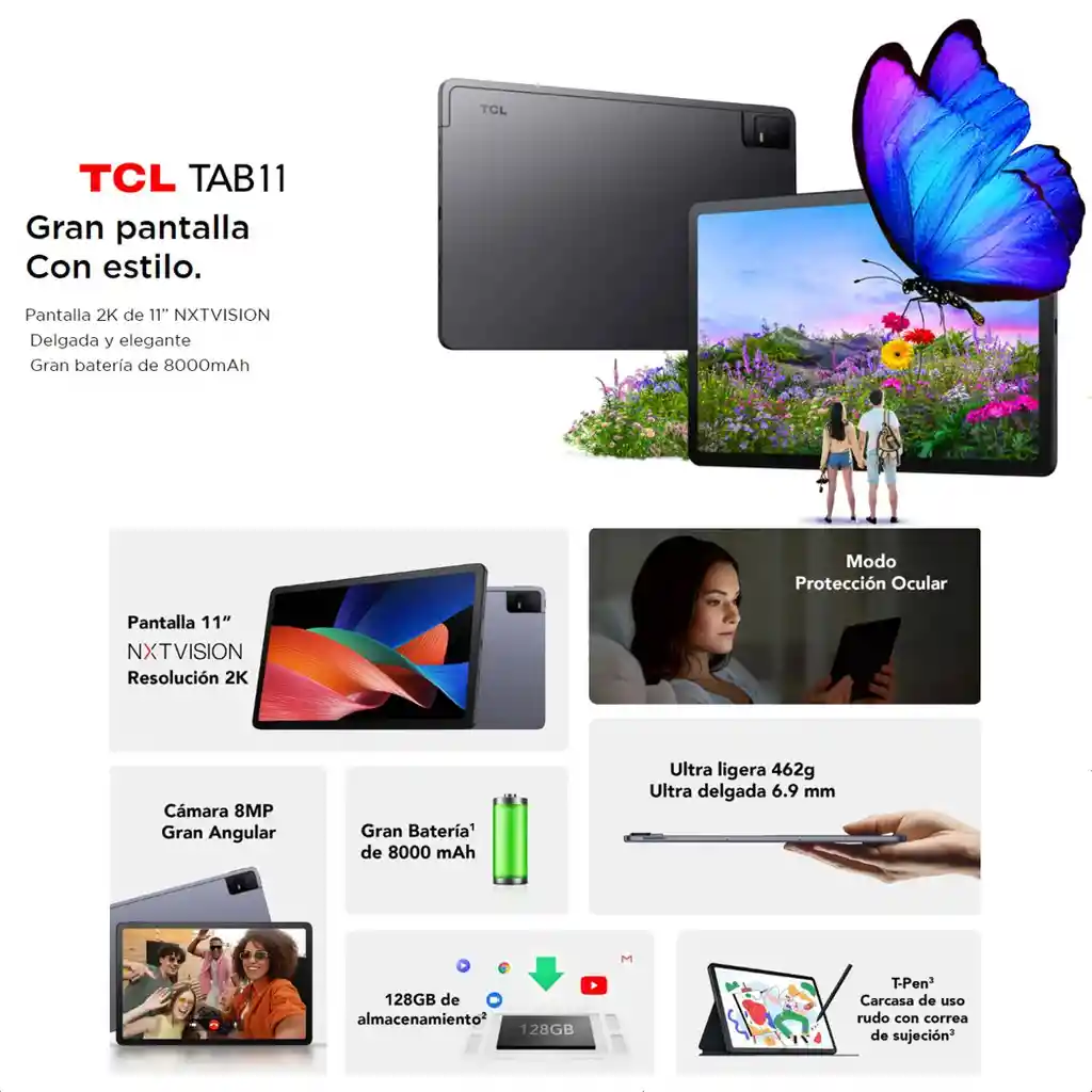 Tablet 11'' Tcl Tab 11 4g Lte, 128gb/4gb + Flip Case + T-pen