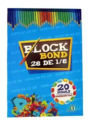Block Bond 28 De 1/8 X20 Hojas Horizontal A4