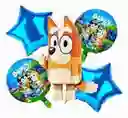 Bouquet 5 Pcs Bluey Set De Globos Bingo Y Bluey