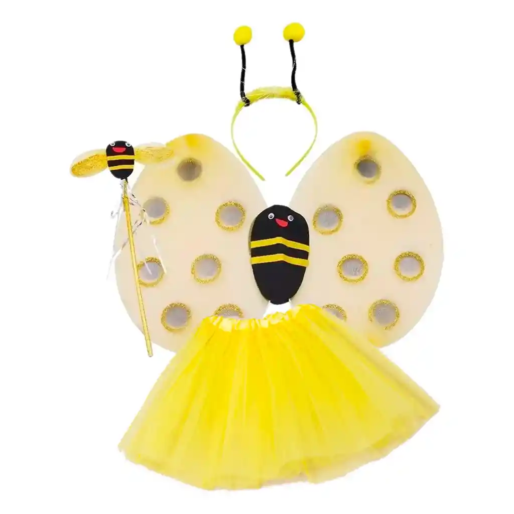 Disfraz Abeja Falda Alas Diadema Varita Niñas Halloween