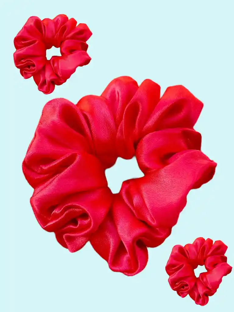 Bamba Scrunchies En Satín Rojo Cereza