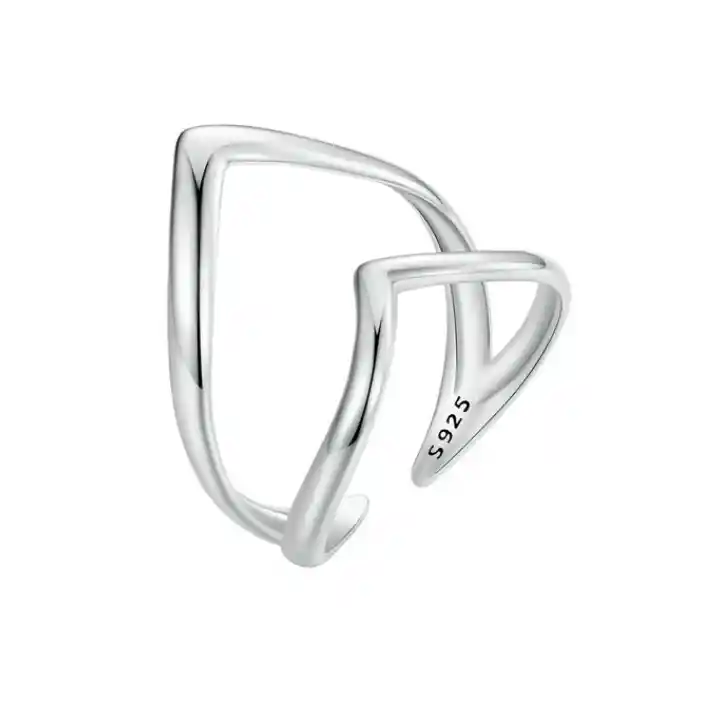 Anillo Para Mujer Ajustable Doble Estilo Punk En Plata