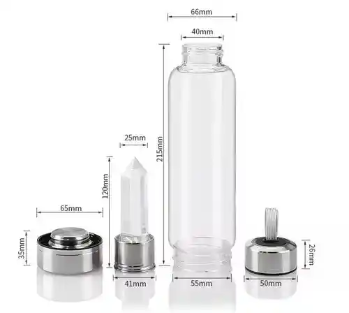 Termo Botella De Agua Con Cristales De Cuarzo + Estuche