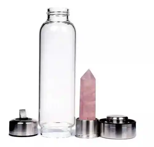 Termo Botella De Agua Con Cristales De Cuarzo + Estuche