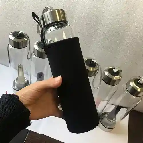 Termo Botella De Agua Con Cristales De Cuarzo + Estuche