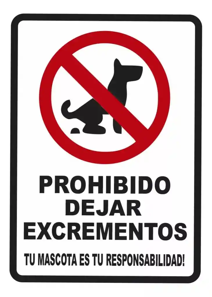 Señalización Aviso Metalico Prohibido Dejar Excrementos 20x15 Cms