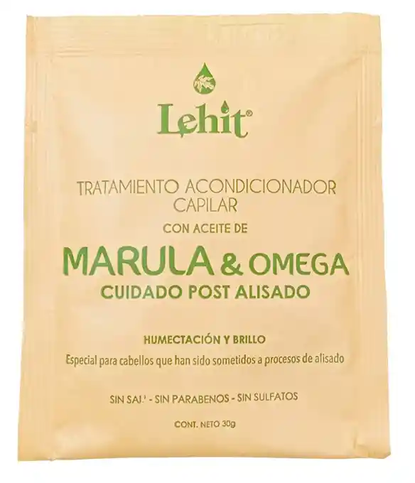 Tratamiento Acondicionador Capilar Con Aceite De Marula Y Omega Cuidado Post Alisado - 30g Lehit