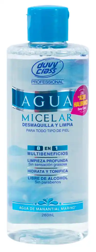 Agua Micelar, Desmaquilla Y Limpia Todo Tipo De Piel - 8 En 1 Multibeneficios - 260ml Duvy Class