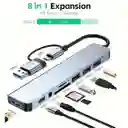 Adaptador Multipuerto Usb O Tipo C Con 8 Puertos Hdmi 4k,2 Usb 3.0, Sd/tf, Carga Pd, Audio Para Macbook, Ipad Pro, Dell, Hp, Laptops