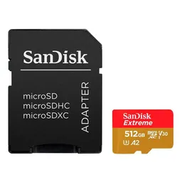 Tarjeta Micro Sdxc 512gb Sandisk Extreme, 4k, U3, A2, 190mb/s