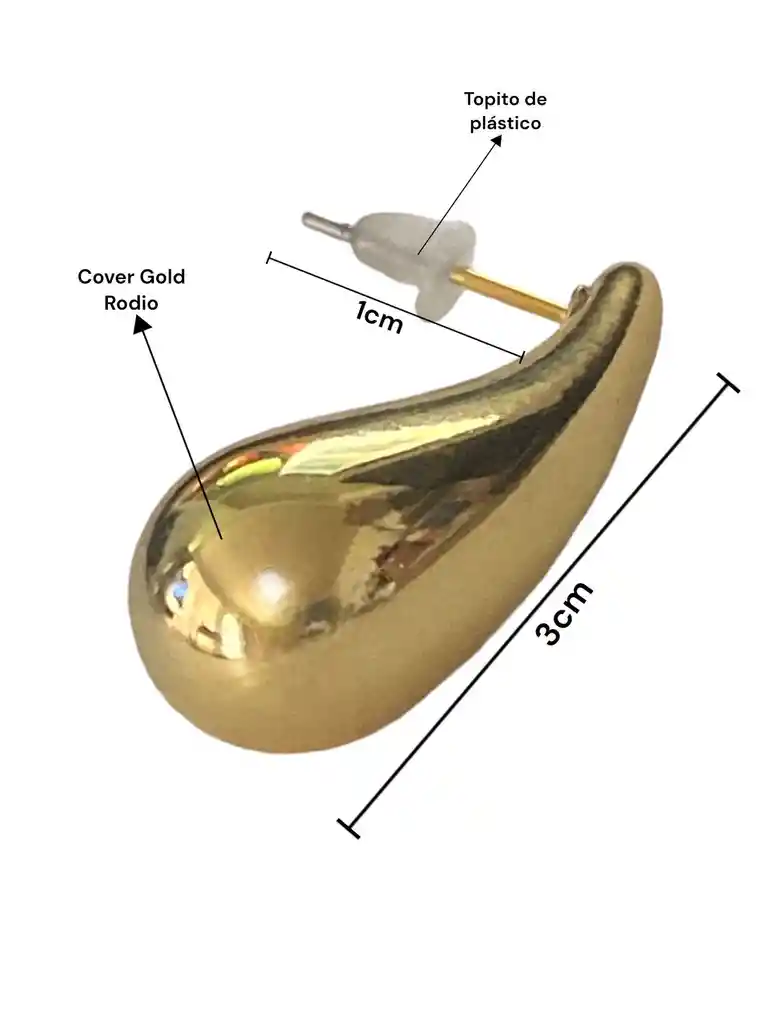 Arete En Cover Gold - Rodio Gota Larga, Aretes De Cover Gold Gota, Joyería Femenina, Arete Gota Covergold - Arete Rodio - Candongas En Cover Gold