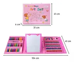 Set Kit De Arte Y Dibujo Tipo Maleta Para Niña 208 Piezas