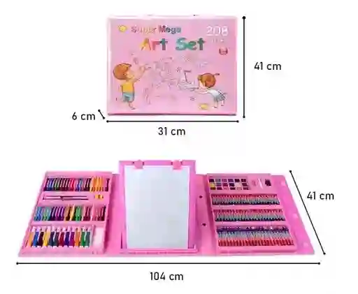 Set Kit De Arte Y Dibujo Tipo Maleta Para Niña 208 Piezas