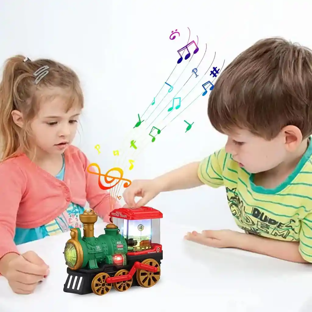 Tren 3d Imagenes Luces Sonido Vapor Juguete Niños + Baterias