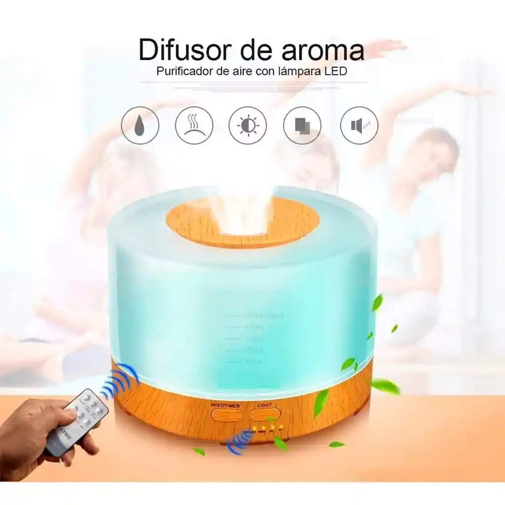 Difusor De Aromas 4 En 1 Con Humidificador, Colores 500ml + Esencia