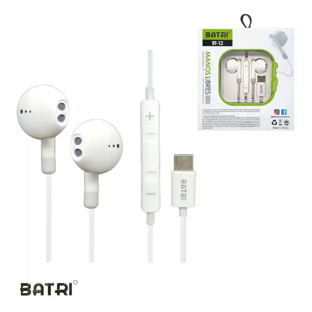 Audifonos Alambricos Manos Libres Tipo C Batri Bt-12