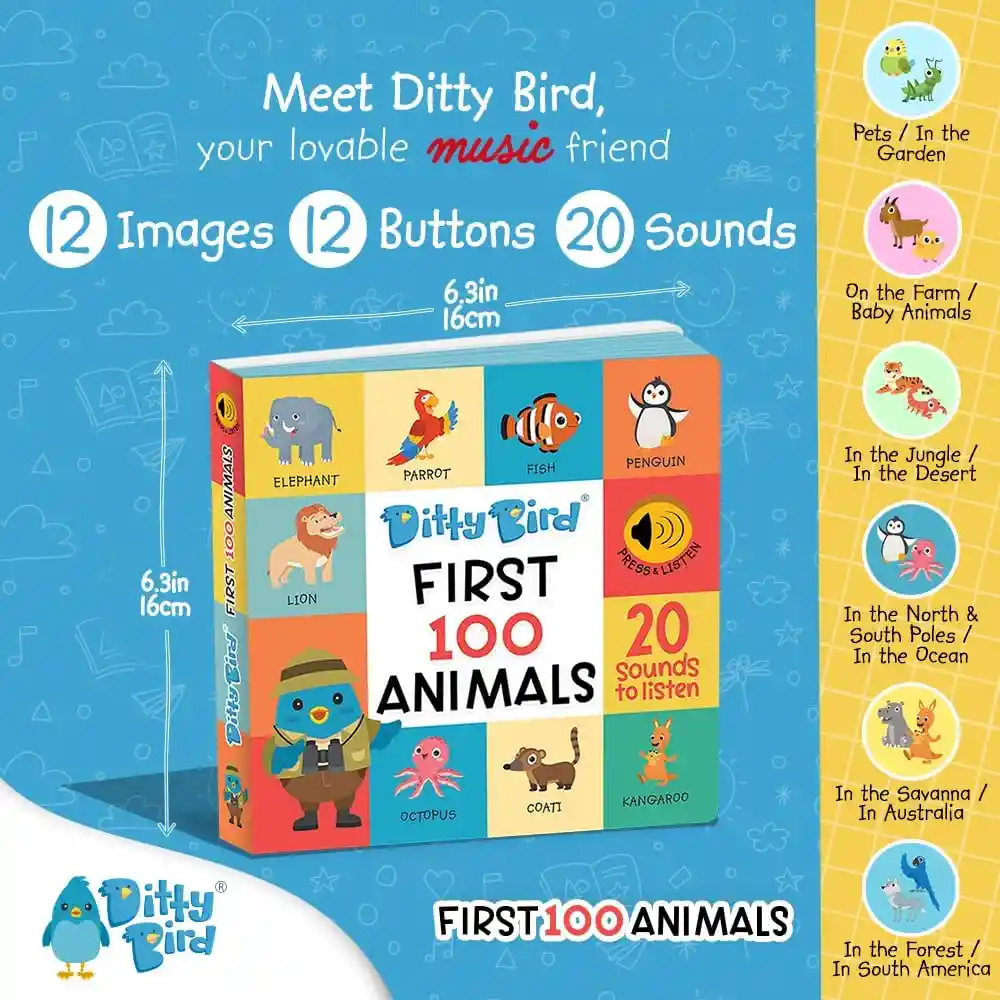 Libro Interactivo First 100 Animals Con Sonidos Para Niños