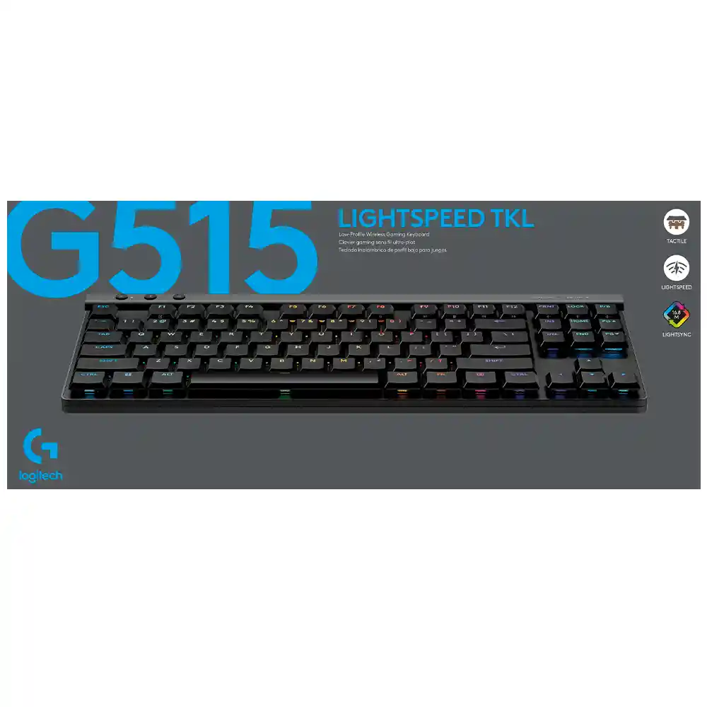Teclado Gamer Mecánico Inalámbrico Logitech G515 Tkl Lightspeed Rgb Negro (ingles)