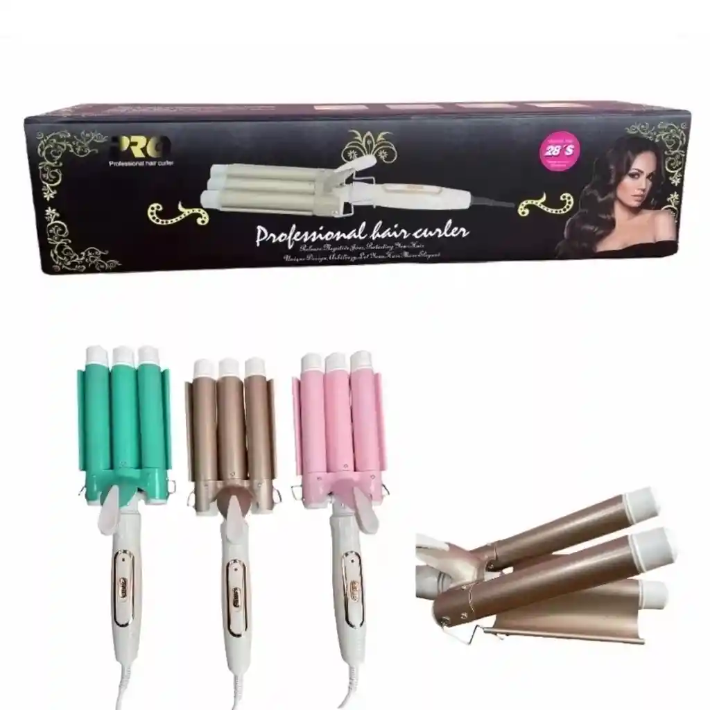 Pinza Onduladora Rizadora Para Cabello Bucle 3 Tubos Sirena