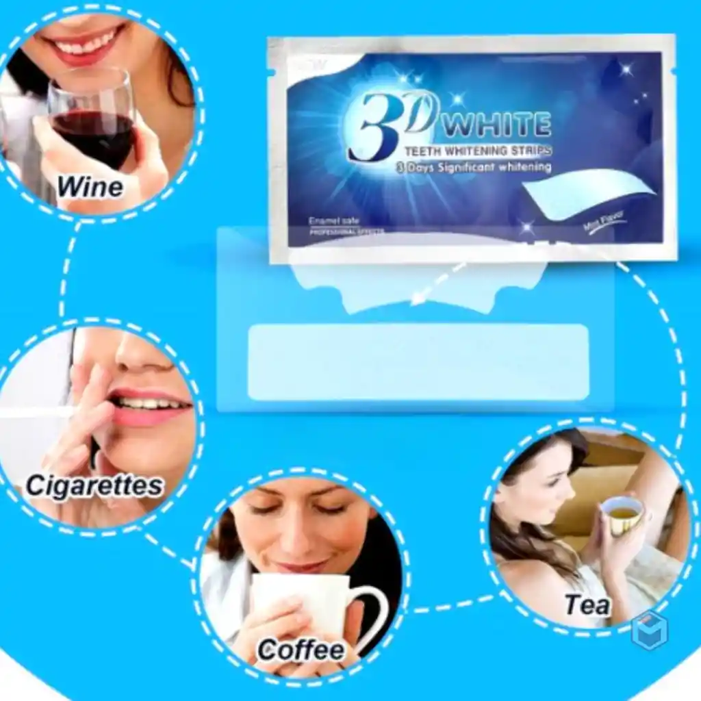 Blanqueador Dental 3d White Bandas Tiras Blanqueamiento Dientes X7 Sobres