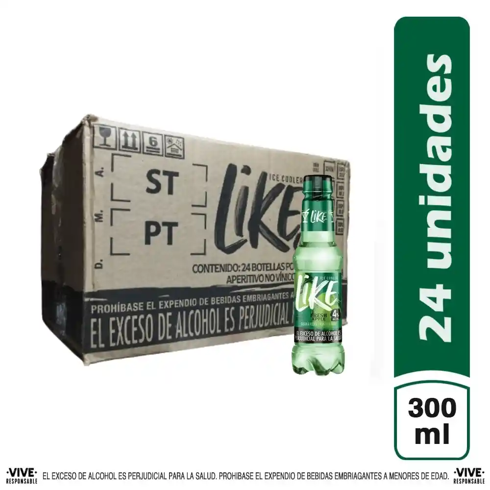 Like Aperitivo Ice Cooler Sabor Vodka Y Manzana Verde 24 Unidades