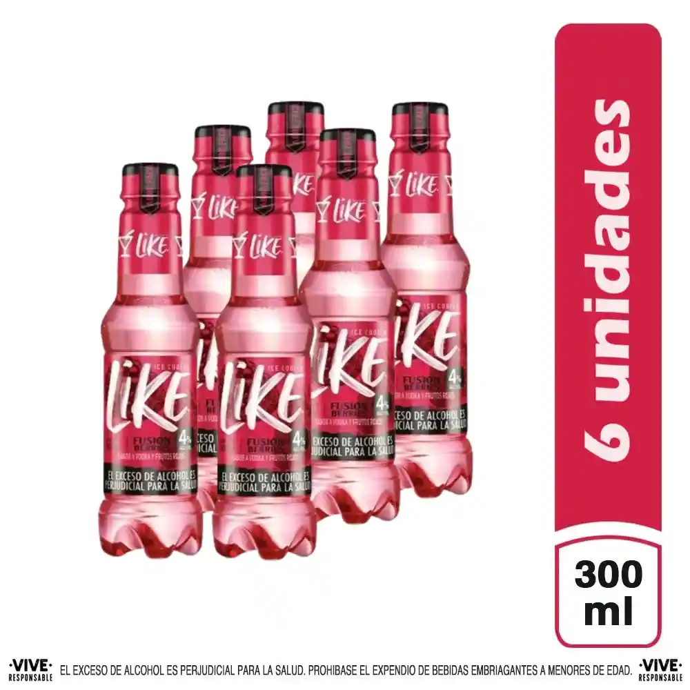 Like Ice Aperitivo Sabor Vodka Y Frutos Rojos Six Pack