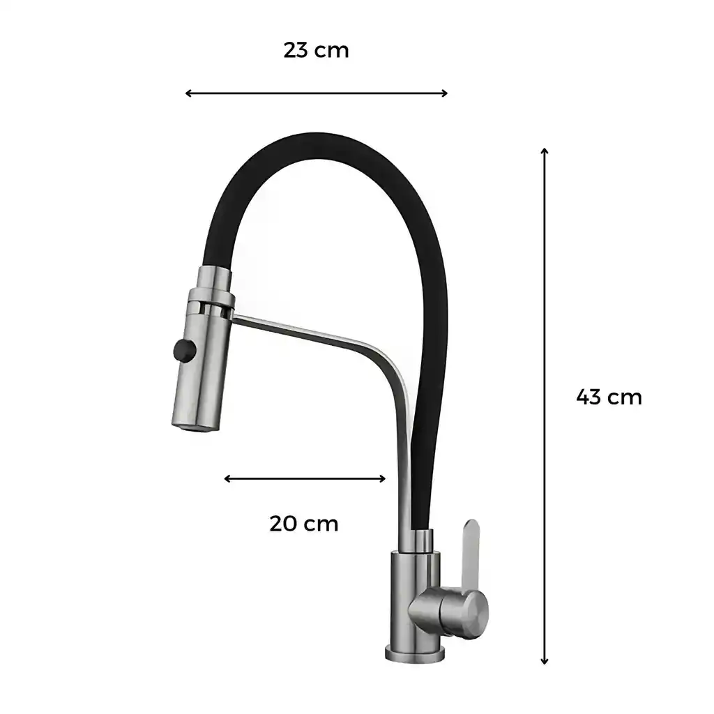 Grifería Para Cocina Cuello Flexible Monocontrol Negra