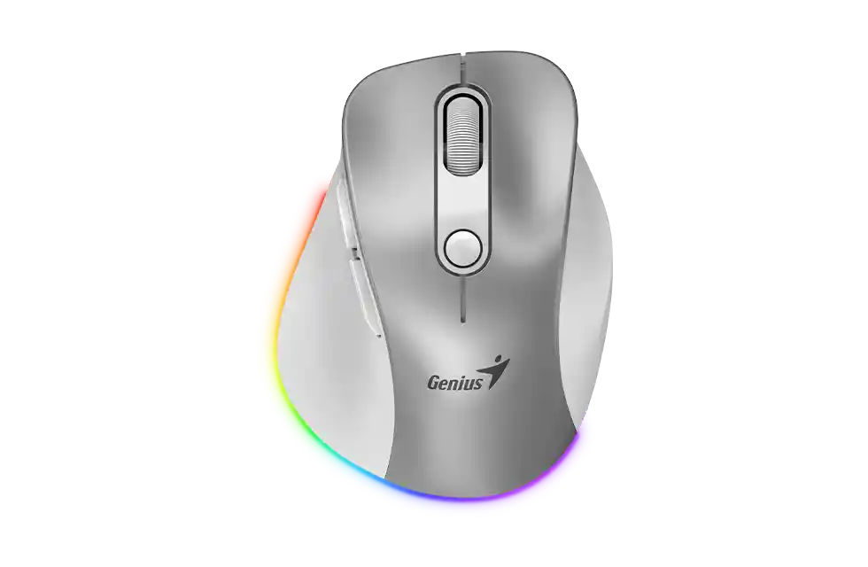 Mouse Genius Inalambrico Bt Recargable Ergo 9000s Pro Silver Color Gris