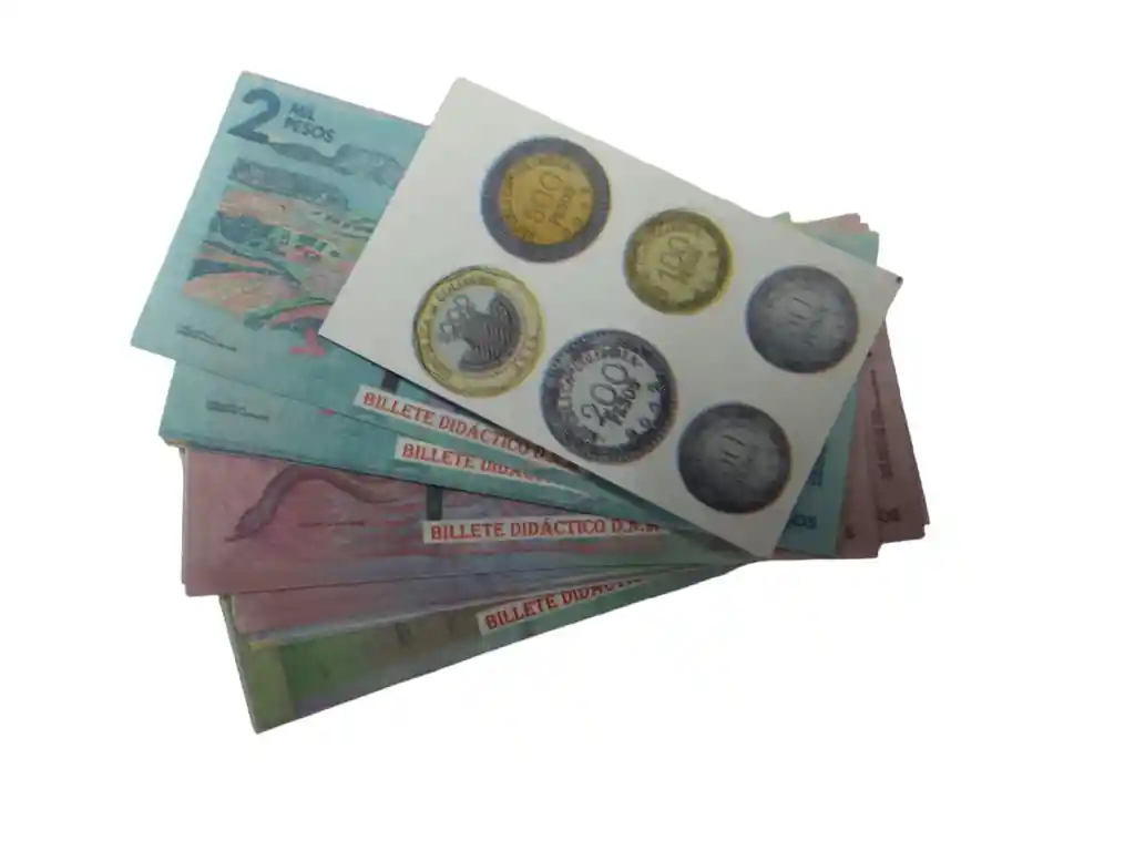 Billetes Didacticos Colombianos Dolares Y Monedas X100 Aprox