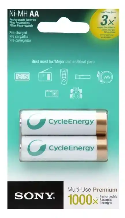 Pilas Recargables Tipo Sony Cycleenergy Ni Mh Aa De 2700mah-