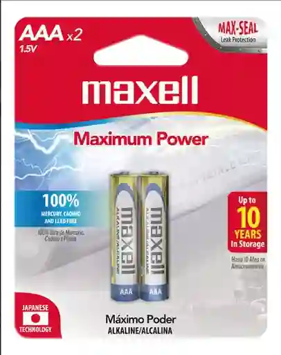 Pilas Alcalinas Marca Maxell Pack De 2 Unidades Triple Aaa