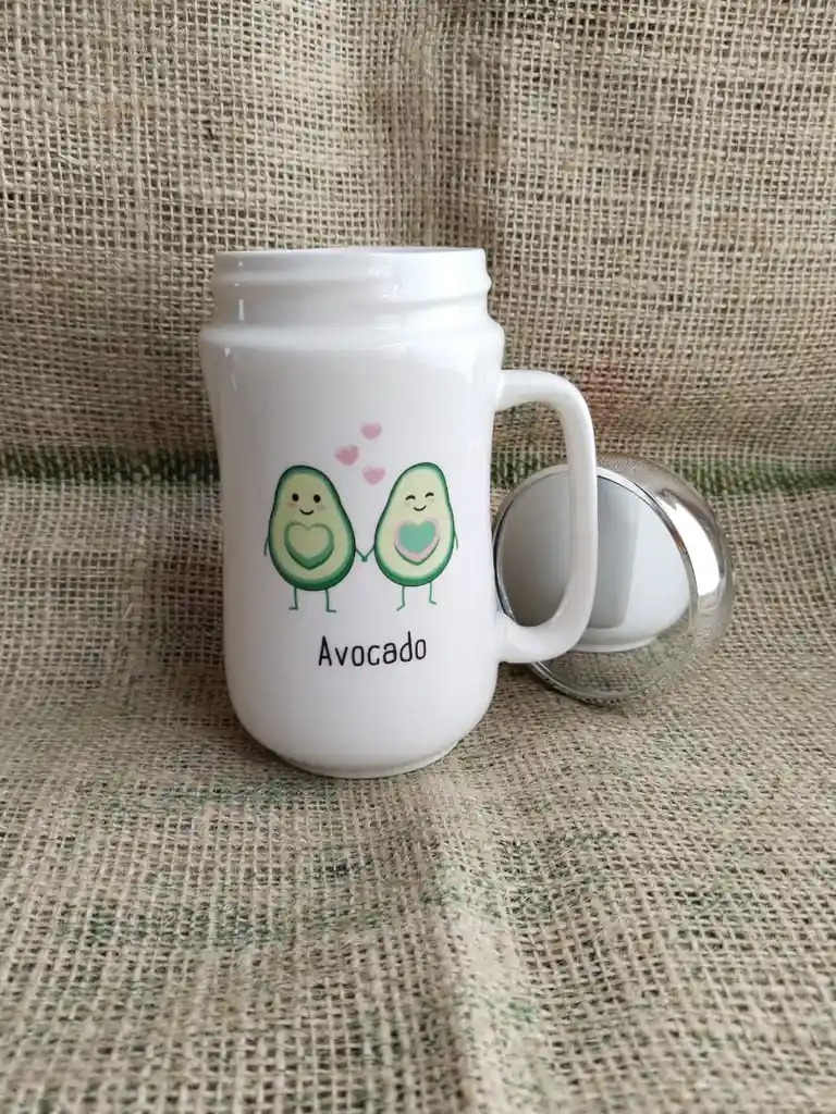 Pocillo Mug En Cerámica Con Tapa Espejo