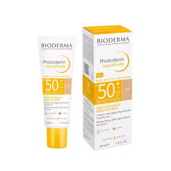 Protector Solar Bioderma Piel Sensible Photoderm Aquafluido Spf 50+ Tono Claro 40 Ml