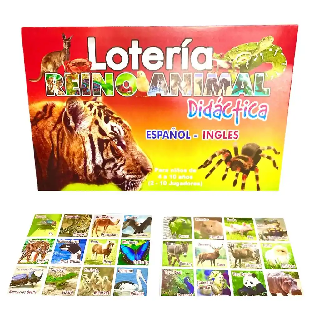 Loteria Didactica Reino Animal 10 Cartones