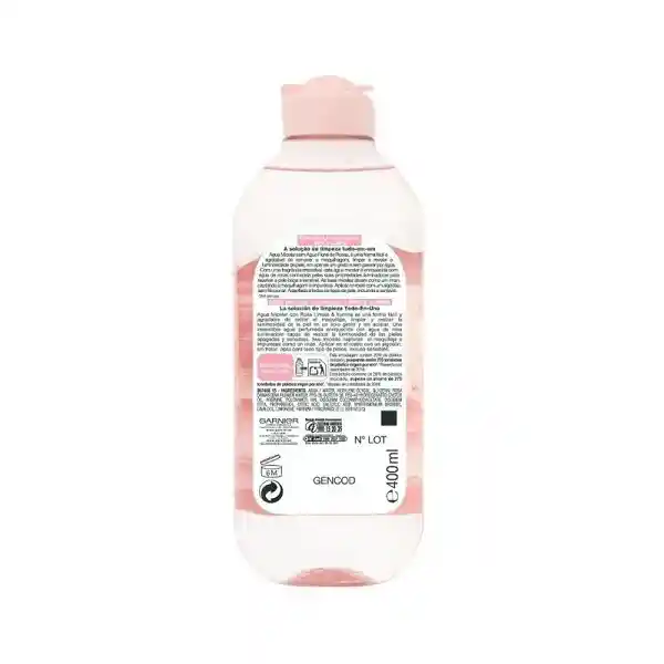 Agua Micelar Garnier Skinactive Rosas 400ml