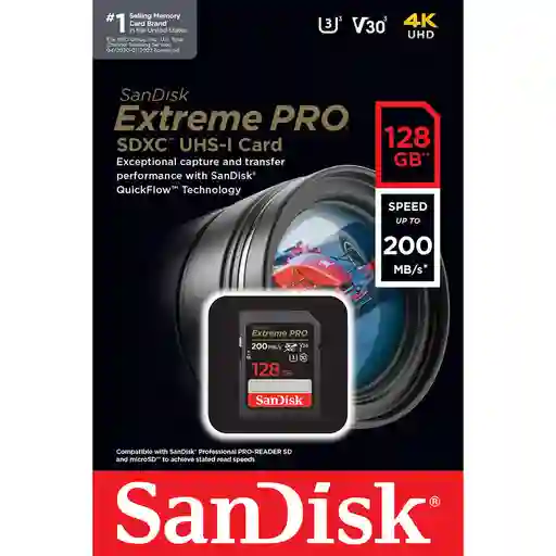 Memoria Sd Sandisk Extreme Pro 128gb Especial Para Camara Original