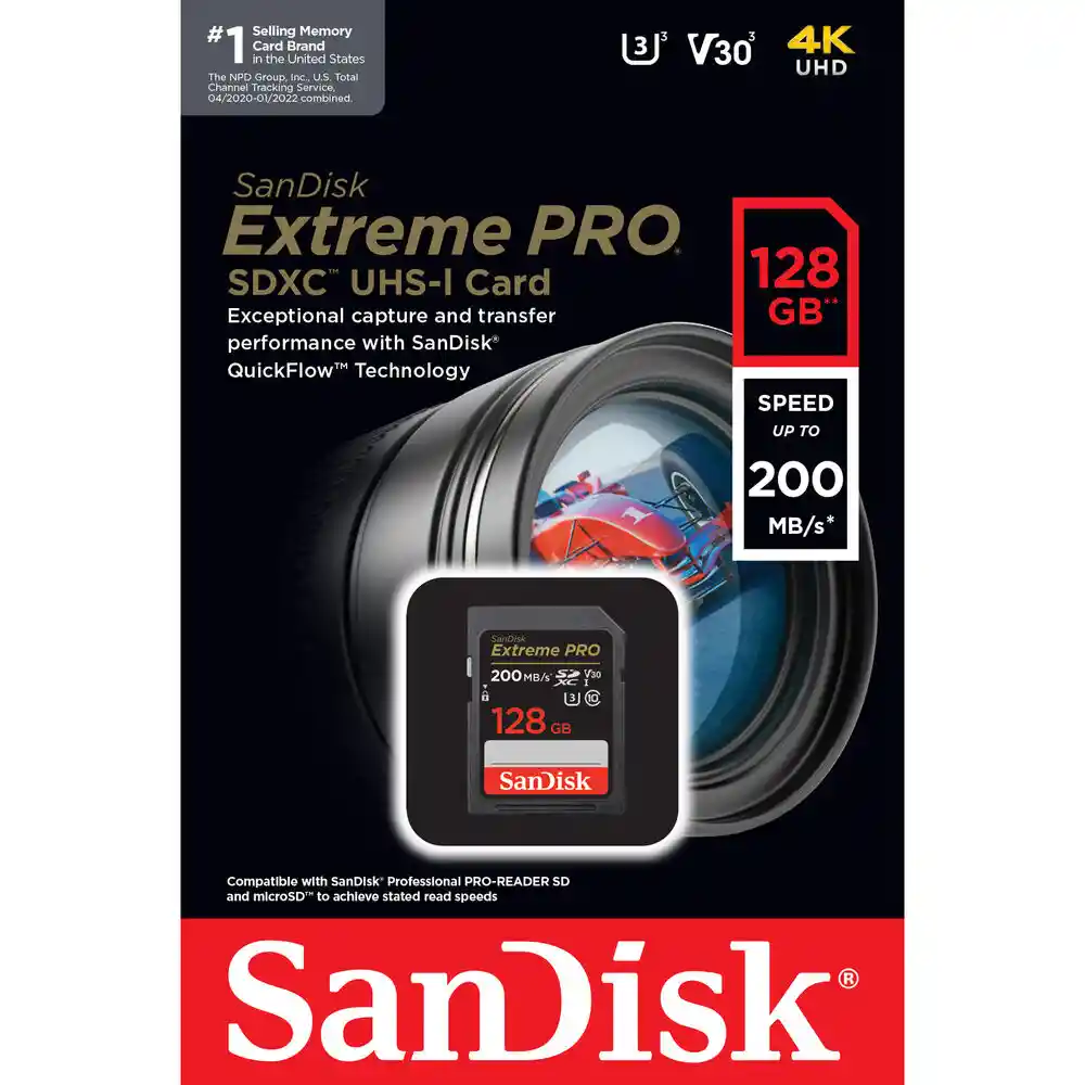 Memoria Sd Sandisk Extreme Pro 128gb Especial Para Camara Original