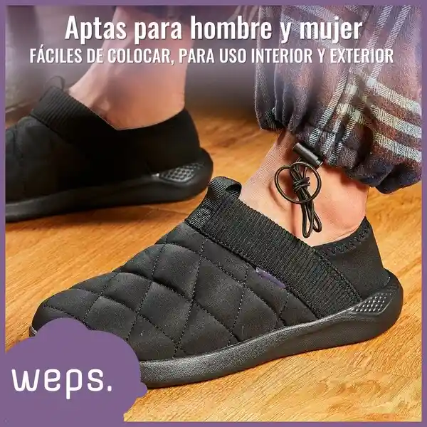 Pantuflas Babuchas Antideslizante Unisex Weps Negro - Talla 38-39