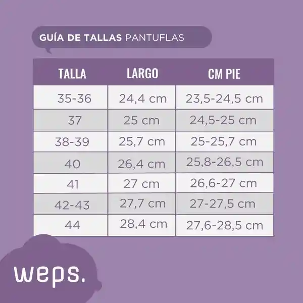 Pantuflas Antideslizante Unisex Weps Morado - Talla 36