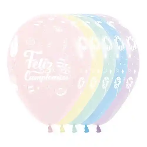 Globo Infinity Feliz Cumpleaños Dulce Pastel Mate Surtido R12 X12 Sempertex