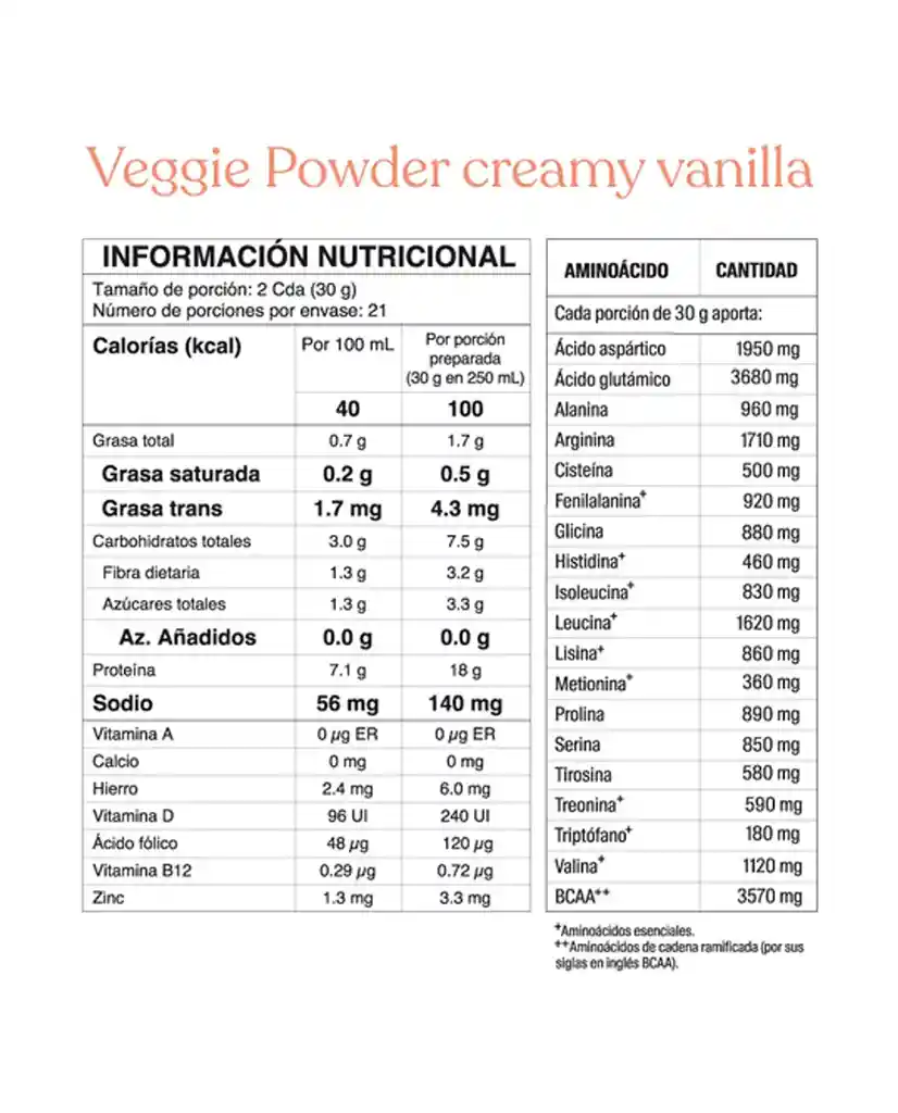 Proteina Veggie Powder Creamy Vanilla Savvy 360 Gr