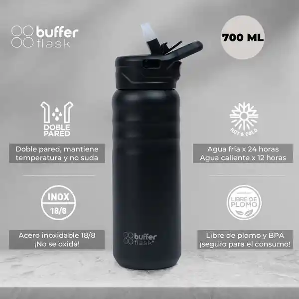 Botella Termica Termo Buffer 700 Ml Acero Inoxidable + Tapas