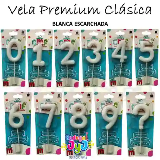 Vela Número Premium Blanca Escarchada