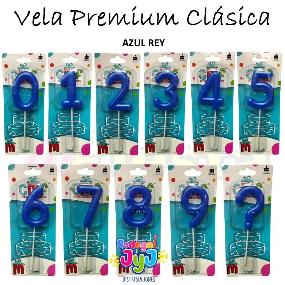 Vela Número Premium Azul Rey