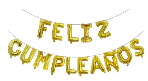 Globo Letras Feliz Cumpleaños Dorado