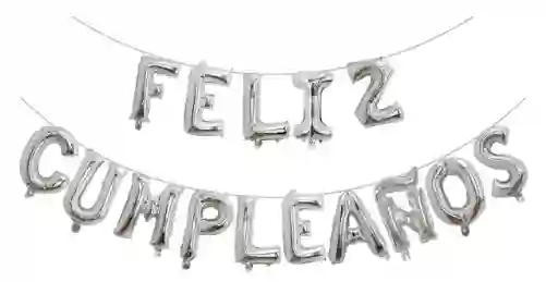 Globo Letras Feliz Cumpleaños Plata