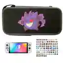 Estuche Gengar Pokemon + Vidrio + 2 Grips Para Nintendo Switch