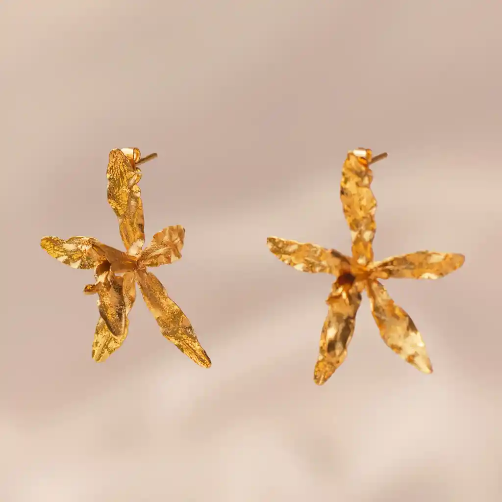 Aretes Topo Orquidea Oncidium Maculatum